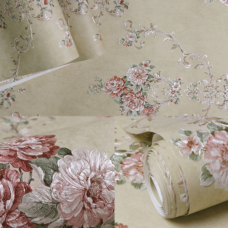 Blossoming Flowers Wall Art Non-Pasted Wallpaper Roll for Dining Room Decor, 20.5" by 33' Clearhalo 'Vintage wall decor' 'Vintage' 'Wallpaper' Wall Decor' 986981