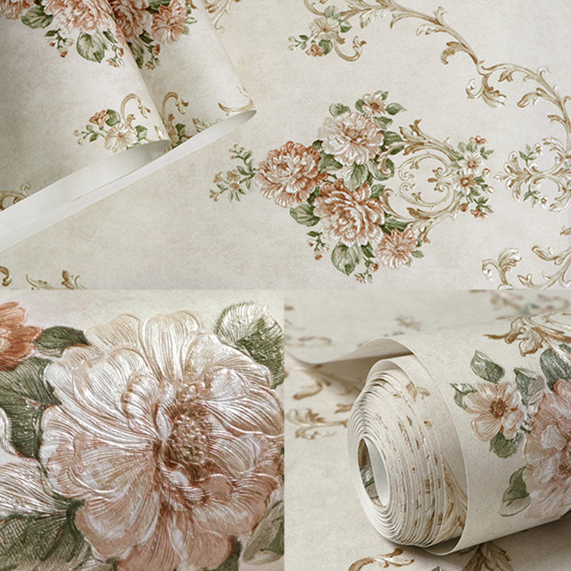 Blossoming Flowers Wall Art Non-Pasted Wallpaper Roll for Dining Room Decor, 20.5" by 33' Clearhalo 'Vintage wall decor' 'Vintage' 'Wallpaper' Wall Decor' 986984