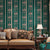 Nostalgic Flower and Stripe Wallpaper for Living Room, 57.1 sq ft. Wall Decor in Natural Color Peacock Green Clearhalo 'Vintage wall decor' 'Vintage' 'Wallpaper' Wall Decor' 986986