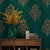 Stain-Resistant Wall Covering Non-Woven Material Classic Wallpaper Roll for Living Room Peacock Green Clearhalo 'Vintage wall decor' 'Vintage' 'Wallpaper' Wall Decor' 987021
