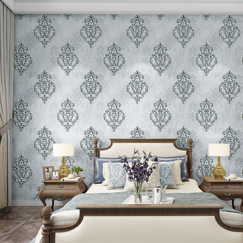 Stain-Resistant Wall Covering Non-Woven Material Classic Wallpaper Roll for Living Room Silver Gray Clearhalo 'Vintage wall decor' 'Vintage' 'Wallpaper' Wall Decor' 987025