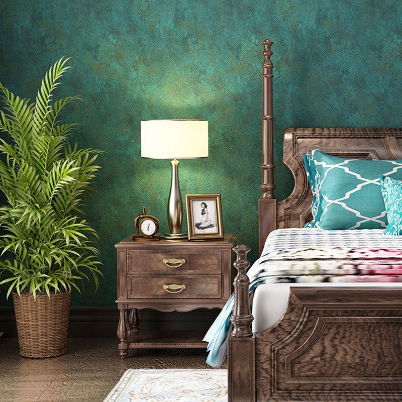 Natural Color Nostalgic Wall Art 33' by 20.5" Floral Surface Wallpaper for Home Decoration Peacock Green Clearhalo 'Vintage wall decor' 'Vintage' 'Wallpaper' Wall Decor' 987037