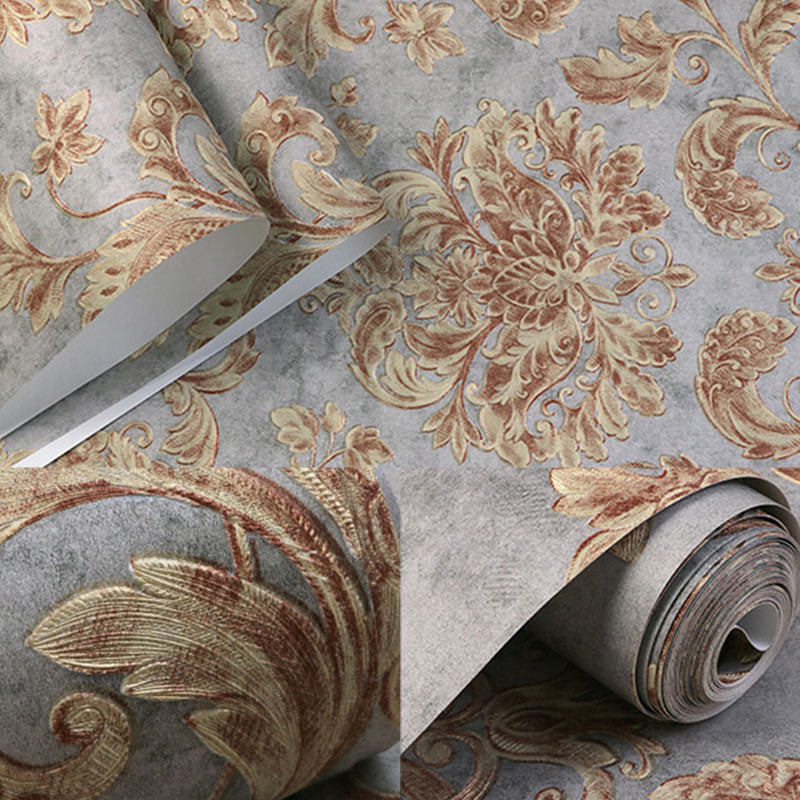 Embossed Damask Design Wall Art Bedroom Decorative European Wallpaper Roll, 20.5"W x 33'L Clearhalo 'Wall Decor' 'Wallpaper' 987060
