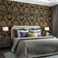 Embossed Damask Design Wall Art Bedroom Decorative European Wallpaper Roll, 20.5"W x 33'L Black Clearhalo 'Wall Decor' 'Wallpaper' 987062