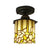Cylinder Study Room Ceiling Lamp Stained Glass 1 Head Tiffany Rustic Flushmount Light in Beige Beige Clearhalo 'Ceiling Lights' 'Close To Ceiling Lights' 'Close to ceiling' 'Glass shade' 'Glass' 'Semi-flushmount' 'Tiffany close to ceiling' 'Tiffany' Lighting' 98764
