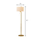 Modern Drum Floor Floor Standing Light White Fabric 1 Light Bedroom Pull-Chain Floor Lamp in Gold Clearhalo 'Floor Lamps' 'Lamps' Lighting' 987650
