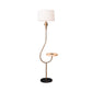 Modernism Drum Shade Stand Up Lamp Fabric Single Head Bedroom Floor Light with Shelf in Gold Clearhalo 'Floor Lamps' 'Lamps' Lighting' 987709