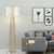 White Fabric Drum Shade Floor Light Modernist 1-Head Quadruped Floor Standing Lamp in Gold White Clearhalo 'Floor Lamps' 'Lamps' Lighting' 987731