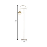 Gold Finish Arched Standing Floor Light Postmodern 1-Light Metallic Floor Reading Lamp with Orb Shade Clearhalo 'Floor Lamps' 'Lamps' Lighting' 987758