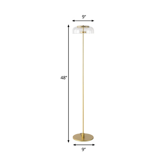 Simplicity Single Standing Floor Light with Clear Glass Shade Gold Finish Bowl Stand Up Lamp Clearhalo 'Floor Lamps' 'Lamps' Lighting' 987766