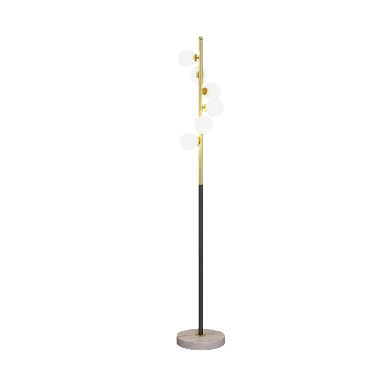 Opal Glass Ball Standing Floor Light with Spiral Design Modernist 6-Head Gold-Black Stand Up Lamp Clearhalo 'Floor Lamps' 'Lamps' Lighting' 987777