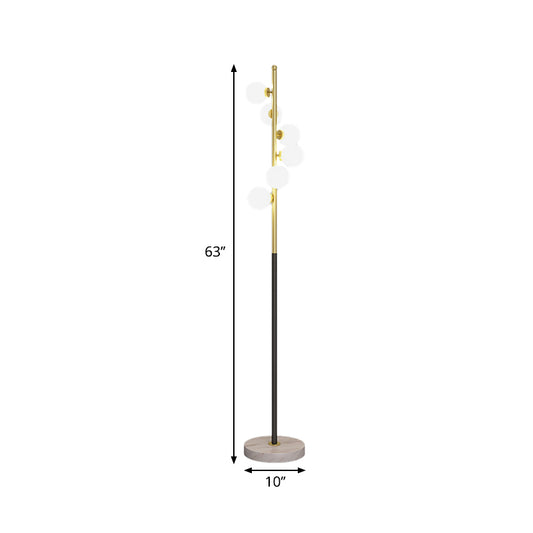 Opal Glass Ball Standing Floor Light with Spiral Design Modernist 6-Head Gold-Black Stand Up Lamp Clearhalo 'Floor Lamps' 'Lamps' Lighting' 987778