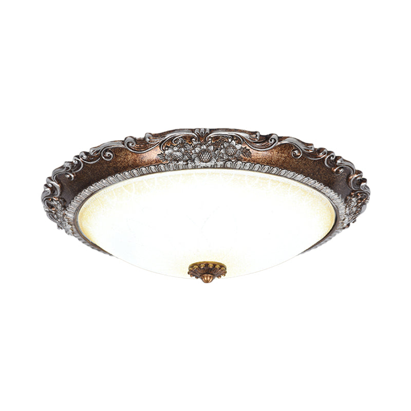 Red Brown Bowl Shaped Flush Mount Rustic Frosted Glass Living Room LED Ceiling Light Fixture - Clearhalo - 'Ceiling Lights' - 'Close To Ceiling Lights' - 'Close to ceiling' - 'Flush mount' - Lighting' - 987837