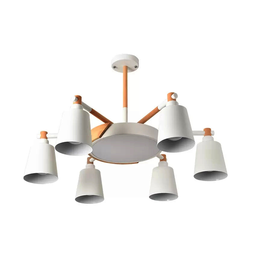 Nordic Stylish Bucket Hanging Light Metal 7 Heads White Chandelier for Bedroom Clearhalo 'Ceiling Lights' 'Chandeliers' Lighting' options 98789