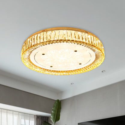 Drum Bedroom Flush Mount Light Clear K9 Crystal LED Modernist Flush Ceiling Lamp in Chrome Clear Clearhalo 'Ceiling Lights' 'Close To Ceiling Lights' 'Close to ceiling' 'Flush mount' Lighting' 987962