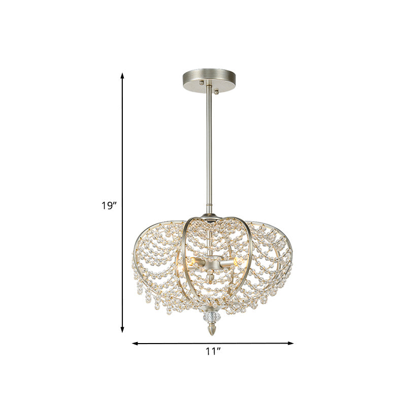 2-Light Ceiling Hang Fixture Post Modern Chain Crystal Bead Pendant Chandelier for Guest Room in Silver Clearhalo 'Ceiling Lights' 'Chandeliers' 'Modern Chandeliers' 'Modern' Lighting' 988324