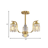 Cylindrical Hanging Chandelier 3-Bulb Beveled Glass Suspended Lighting Fixture in Gold Clearhalo 'Ceiling Lights' 'Chandeliers' 'Modern Chandeliers' 'Modern' Lighting' 988328