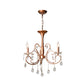 3-Bulb Chandelier Light Fixture Traditional Swirled Arm Draping Crystal Raindrop Suspension Lamp for Lobby in Copper Clearhalo 'Ceiling Lights' 'Chandeliers' Lighting' options 988356