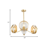 3-Head Crystal Pendant Chandelier Contemporary Gold Swirling Round Living Room Suspension Lamp Clearhalo 'Ceiling Lights' 'Chandeliers' 'Modern Chandeliers' 'Modern' Lighting' 988377