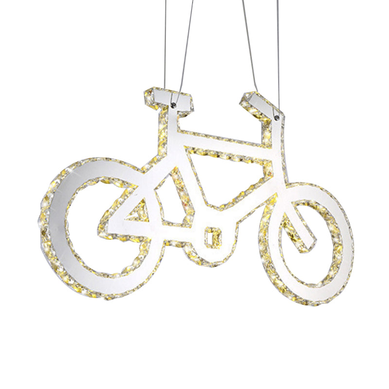 LED Inserted Crystal Chandelier Light Fashion Chrome Bicycle Living Room Pendulum Light Clearhalo 'Ceiling Lights' 'Chandeliers' 'Modern Chandeliers' 'Modern' Lighting' 988395