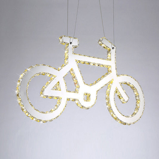 LED Inserted Crystal Chandelier Light Fashion Chrome Bicycle Living Room Pendulum Light Clearhalo 'Ceiling Lights' 'Chandeliers' 'Modern Chandeliers' 'Modern' Lighting' 988396