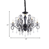 Candlestick Hanging Chandelier Traditional 6 Lights Faceted Ball Suspension Lamp in Black Clearhalo 'Ceiling Lights' 'Chandeliers' Lighting' options 988437