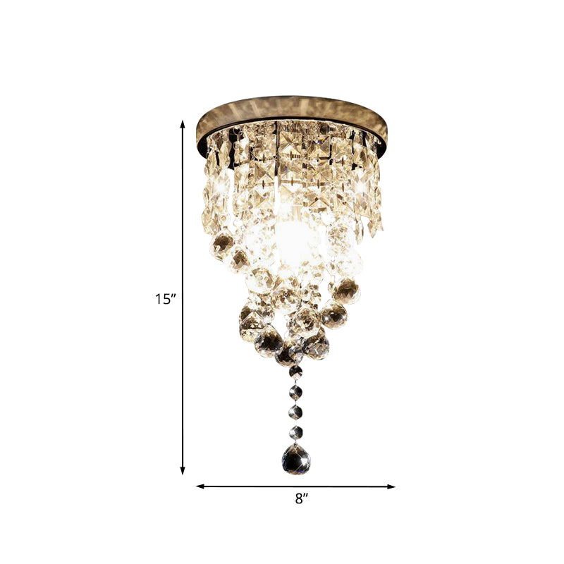 1-Light Flush Mount Light Fixture Modernism Cylindrical Faceted Crystal Final Close to Ceiling Lamp Clearhalo 'Ceiling Lights' 'Close To Ceiling Lights' 'Close to ceiling' 'Flush mount' Lighting' 988466
