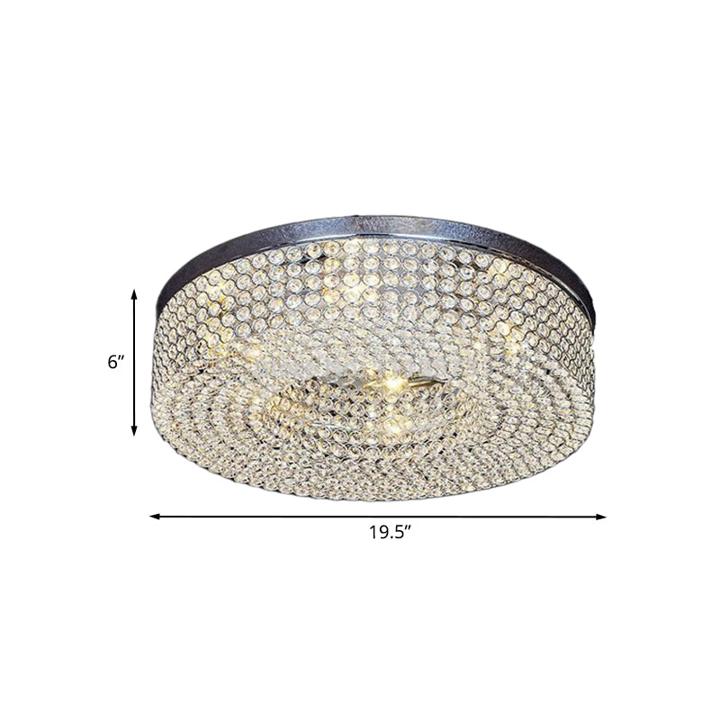 Contemporary Rounded Light Fixture Ceiling Inserted Clear Crystal 6-Bulb Flush Mount Recessed Lighting