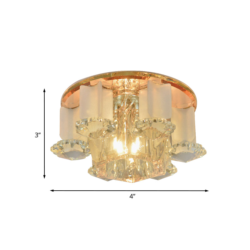 Tan Prismatic Optical Crystal Flushmount Hexagon LED Modernism Close to Ceiling Lighting for Hall Clearhalo 'Ceiling Lights' 'Close To Ceiling Lights' 'Close to ceiling' 'Flush mount' Lighting' 988494