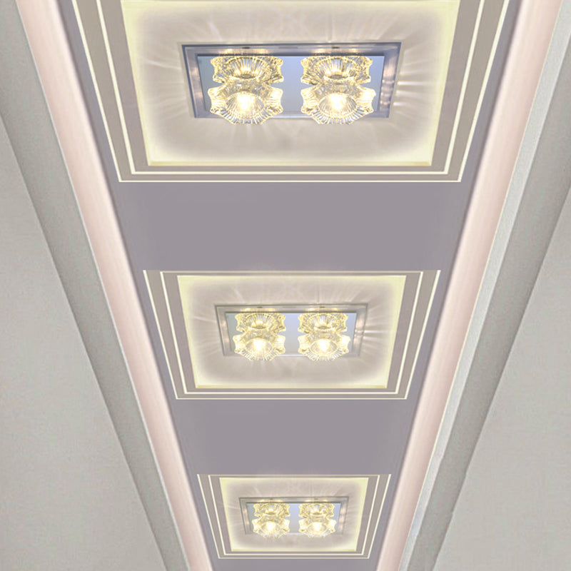 LED Faceted Clear Glass Flush Mount Simple Octagon Corridor Flush Mount Ceiling Lighting Fixture - Clearhalo - 'Ceiling Lights' - 'Close To Ceiling Lights' - 'Close to ceiling' - 'Flush mount' - Lighting' - 988500
