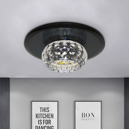 LED Flush Mount Ceiling Light Contemporary Bowl Faceted Clear Glass Lighting Fixture for Guest Room Clear Clearhalo 'Ceiling Lights' 'Close To Ceiling Lights' 'Close to ceiling' 'Flush mount' Lighting' 988515