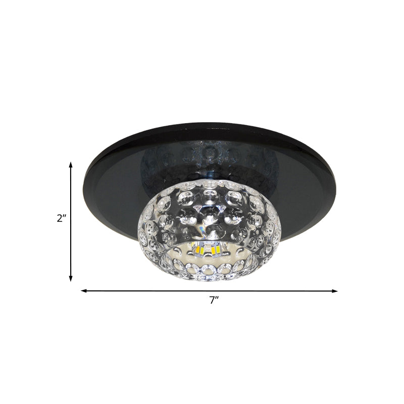 LED Flush Mount Ceiling Light Contemporary Bowl Faceted Clear Glass Lighting Fixture for Guest Room - Clearhalo - 'Ceiling Lights' - 'Close To Ceiling Lights' - 'Close to ceiling' - 'Flush mount' - Lighting' - 988518
