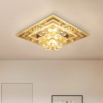 Floral Design Flushmount Light Minimalist Clear Crystal LED Balcony Close to Ceiling Lamp Clear Clearhalo 'Ceiling Lights' 'Close To Ceiling Lights' 'Close to ceiling' 'Flush mount' Lighting' 988523