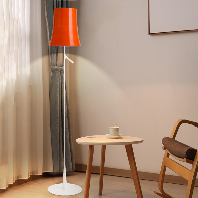 Metallic Bell Shape Floor Lamp Contemporary Single Head White/Orange Standing Light for Study Room Clearhalo 'Floor Lamps' 'Lamps' Lighting' 988556