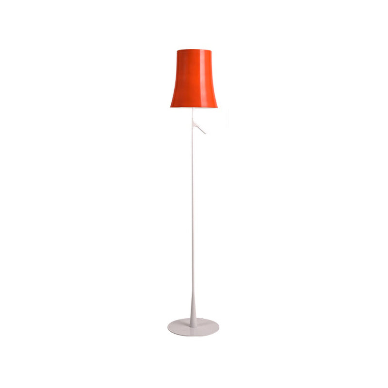 Metallic Bell Shape Floor Lamp Contemporary Single Head White/Orange Standing Light for Study Room Clearhalo 'Floor Lamps' 'Lamps' Lighting' 988557
