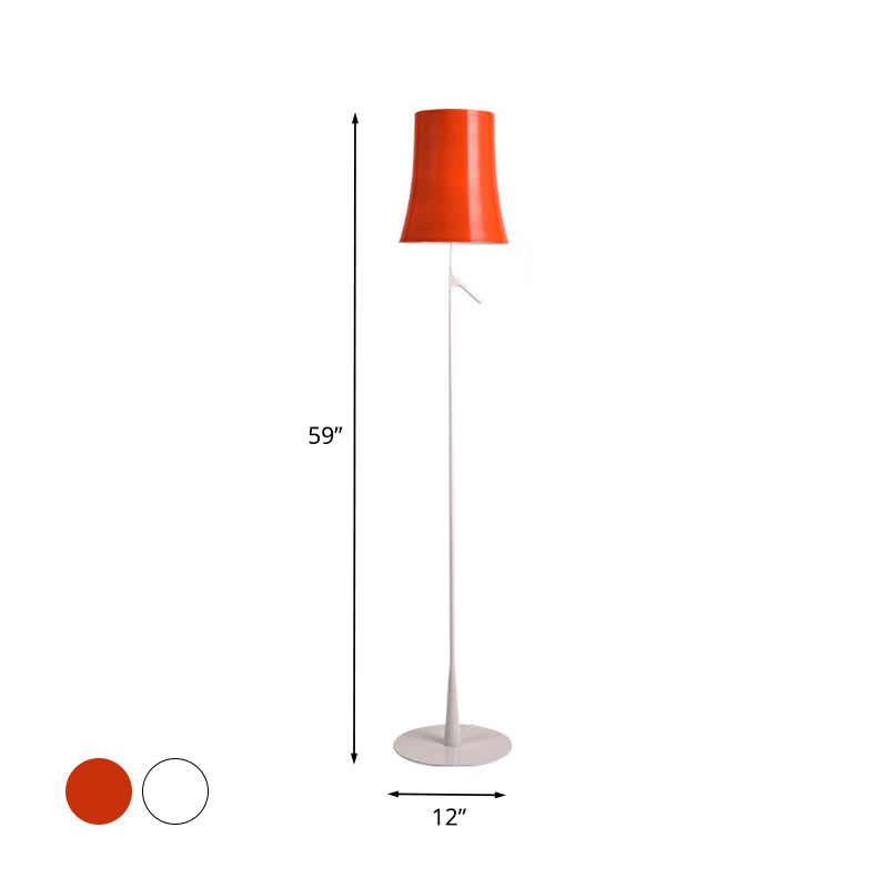 Metallic Bell Shape Floor Lamp Contemporary Single Head White/Orange Standing Light for Study Room Clearhalo 'Floor Lamps' 'Lamps' Lighting' 988558