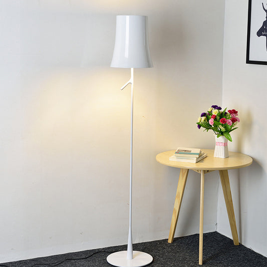 Metallic Bell Shape Floor Lamp Contemporary Single Head White/Orange Standing Light for Study Room Clearhalo 'Floor Lamps' 'Lamps' Lighting' 988560