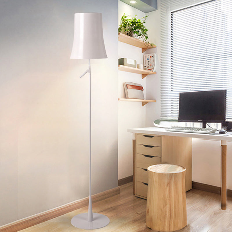 Metallic Bell Shape Floor Lamp Contemporary Single Head White/Orange Standing Light for Study Room Clearhalo 'Floor Lamps' 'Lamps' Lighting' 988561