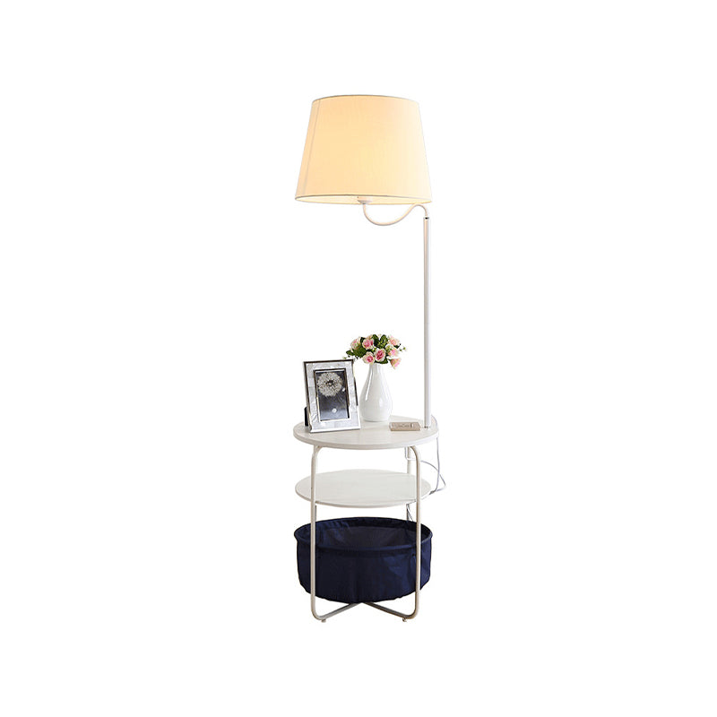 Modern Urn-Like Standing Lamp Metal 1 Bulb White Floor Reading Light with Round/Square Table for Bedside Clearhalo 'Floor Lamps' 'Lamps' Lighting' 988608