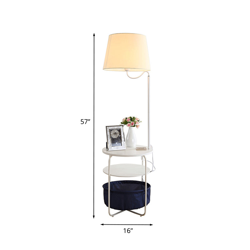 Modern Urn-Like Standing Lamp Metal 1 Bulb White Floor Reading Light with Round/Square Table for Bedside Clearhalo 'Floor Lamps' 'Lamps' Lighting' 988610