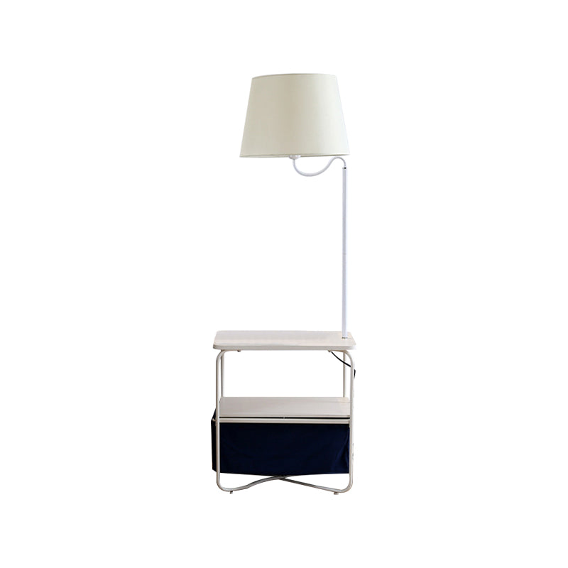 Modern Urn-Like Standing Lamp Metal 1 Bulb White Floor Reading Light with Round/Square Table for Bedside Clearhalo 'Floor Lamps' 'Lamps' Lighting' 988614