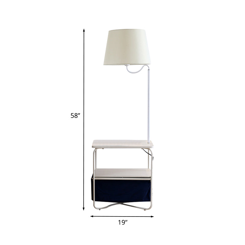 Modern Urn-Like Standing Lamp Metal 1 Bulb White Floor Reading Light with Round/Square Table for Bedside Clearhalo 'Floor Lamps' 'Lamps' Lighting' 988615
