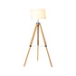 Fabric Barrel Floor Reading Lamp Simplicity Single Head Wood/Distressed Wood Tri-Leg Standing Light Clearhalo 'Floor Lamps' 'Lamps' Lighting' 988631