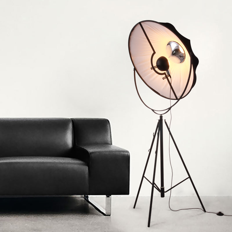 Contemporary Semi-Globe Tri-Leg Floor Light Metal 1 Bulb Photo Studio Standing Lamp in Black/White Clearhalo 'Floor Lamps' 'Lamps' Lighting' 988633