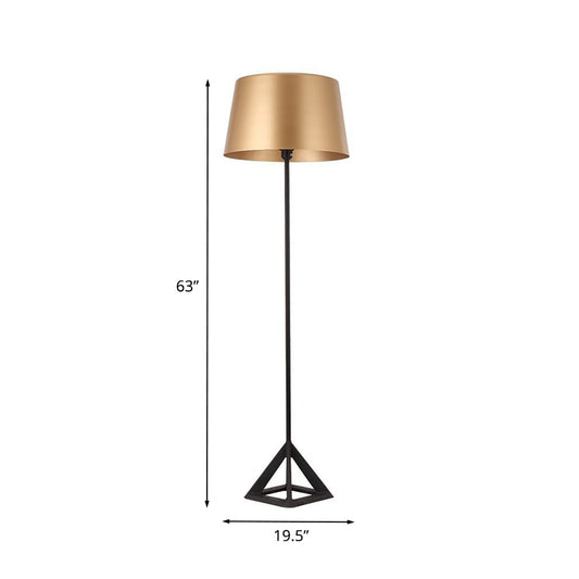 Drum-Shaped Tripod Standing Lamp Nordic Metal 1 Head Gold Floor Reading Light for Living Room Clearhalo 'Floor Lamps' 'Lamps' Lighting' 988643
