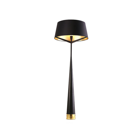 Minimalist Drum Shape Standing Lamp Metallic Single Head Bedroom Reading Floor Light in White/Black Clearhalo 'Floor Lamps' 'Lamps' Lighting' 988651