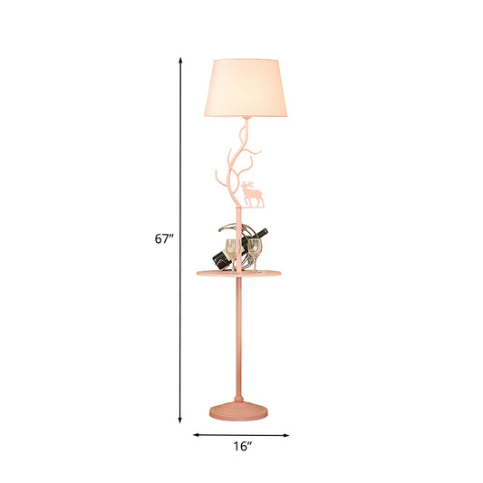Metallic Cone Deer Decoration Floor Light with Shelf Macaron 1 Bulb Pink Standing Lamp Clearhalo 'Floor Lamps' 'Lamps' Lighting' 988655