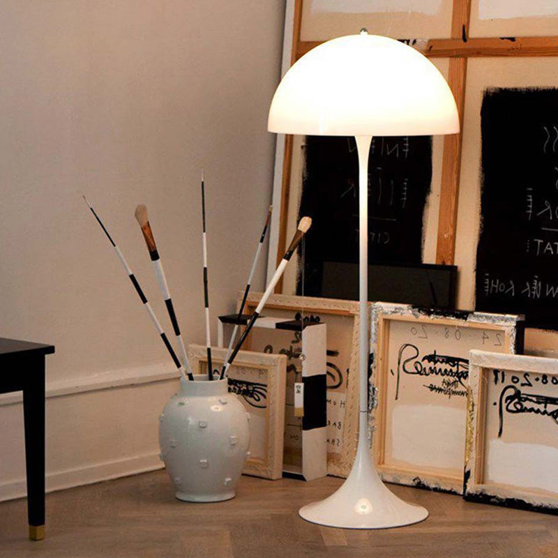 Metal Semi-Globe Reading Floor Lamp Nordic 1 Head White Standing Light for Bedroom Clearhalo 'Floor Lamps' 'Lamps' Lighting' 988669