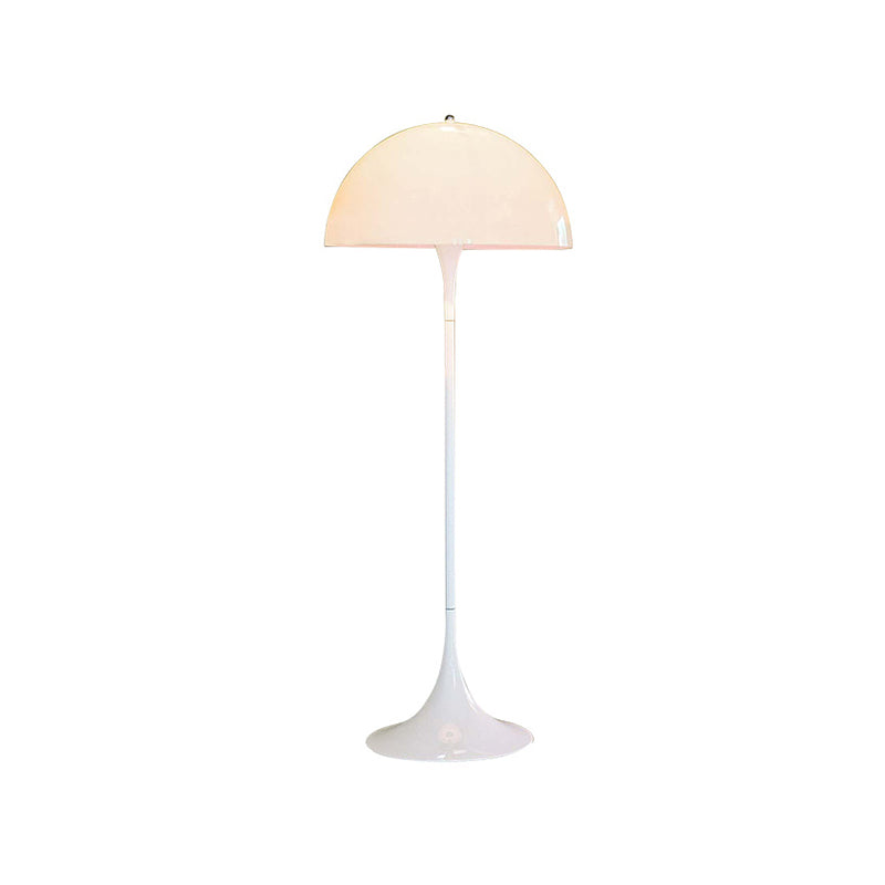Metal Semi-Globe Reading Floor Lamp Nordic 1 Head White Standing Light for Bedroom Clearhalo 'Floor Lamps' 'Lamps' Lighting' 988670