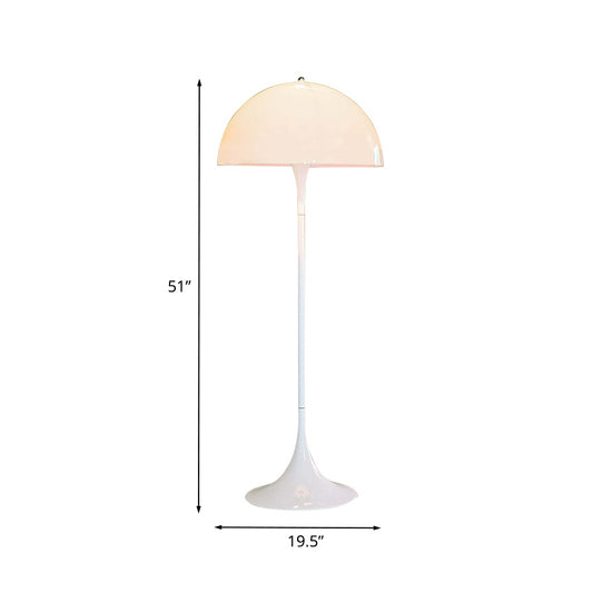 Metal Semi-Globe Reading Floor Lamp Nordic 1 Head White Standing Light for Bedroom Clearhalo 'Floor Lamps' 'Lamps' Lighting' 988671
